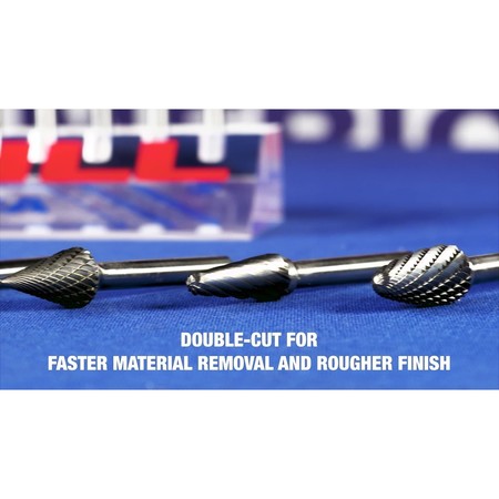 Drill America 1/4"x1/2" Cone Pointed End Carbide Burr 1/4" Shank DULSM1